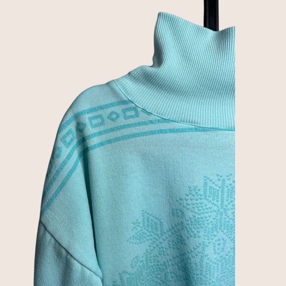 ❄️ VINTAGE GITANO UGLY CHRISTMAS SNOWFLAKE SWEATSHIRT MINT GREEN SMALL - Picture 2 of 6